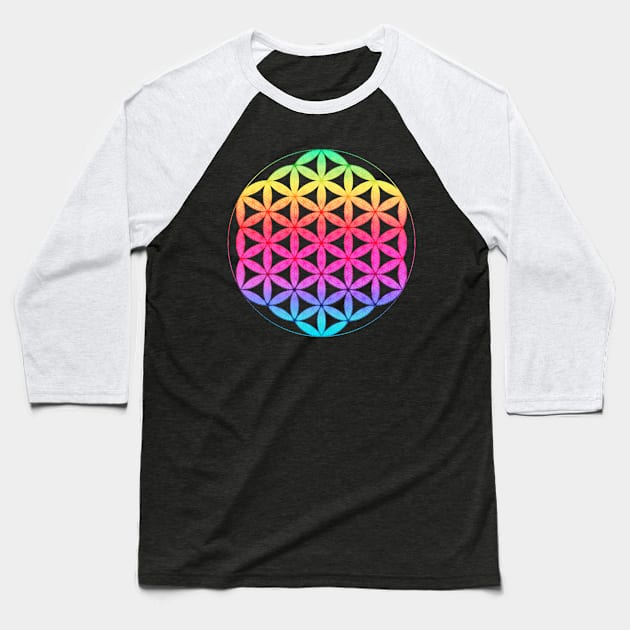 flower of life rainbow Baseball T-Shirt by filippob